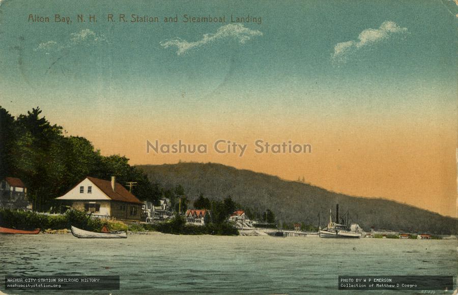 Postcard: Alton Bay, New Hampshire Railroad Station and Steamboat Landing